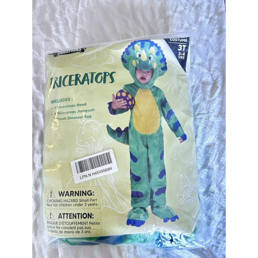 NWOT Spooktacular Creations Toddler Triceratops Dinosaur Halloween Costume 3T